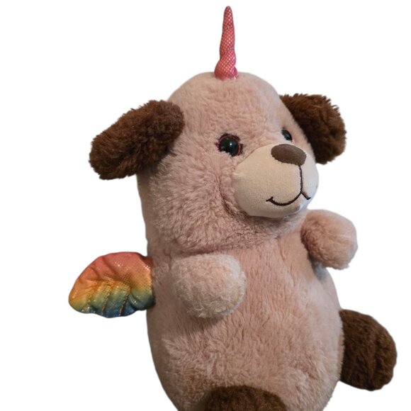 Unicorn KellyToy Puppy Dog Plush Stuffed Animal 11" Pink Blue Wings - Picture 2 of 10